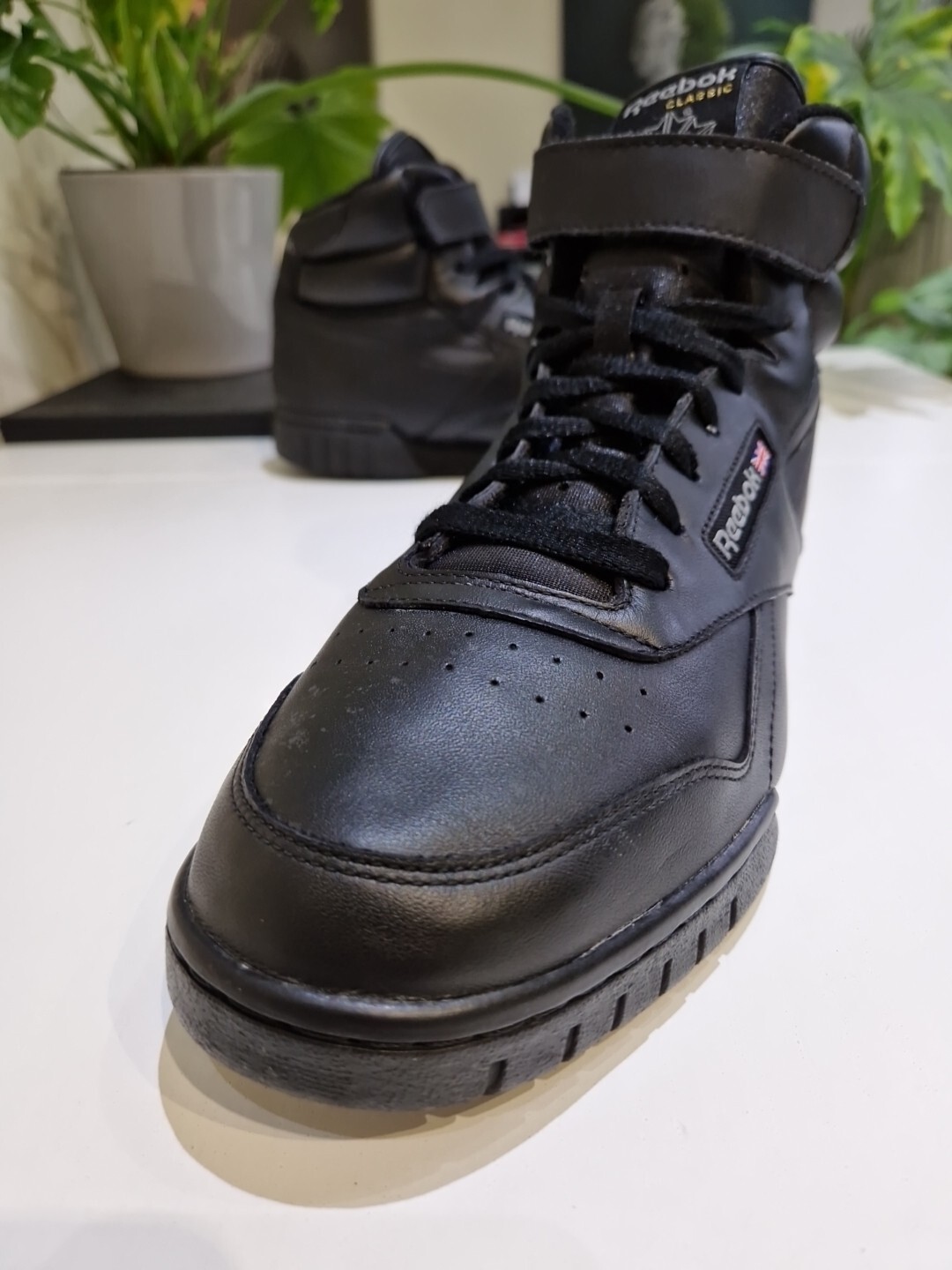 REEBOK EXOFIT HIGH CLASSIC LEATHER TRAINERS. MENS SIZE 10 UK. BLACK eBay