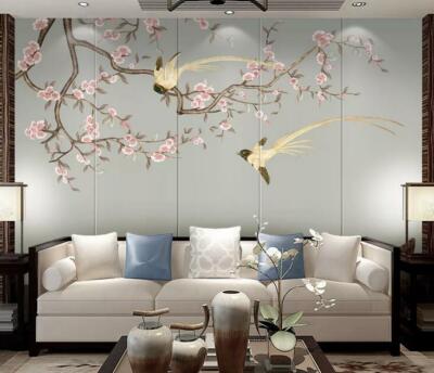 3D Flower Branch Bird ZHUA6237 Wallpaper Wall Murals Removable Self-adhesive Amy