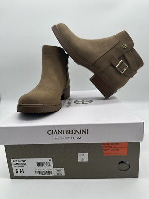 Giani Bernini Women's Brennin Faux Suede Almond Toe Ankle Boots S Tan  Zipper
