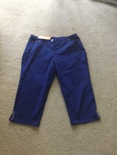NEW RUBY RD BLUE COTTON CAPRIS PANTS SIZE 16 P PETITE