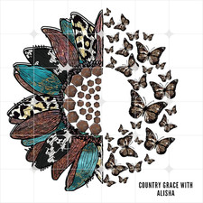 Sublimation Print Butterfly Sunflower Ready to Press Heat Transfer