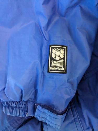 VTG Helly Hansen Helly-Tech Waterproof Windbreaker Rain Jacket Blue Packable L - Picture 7 of 13