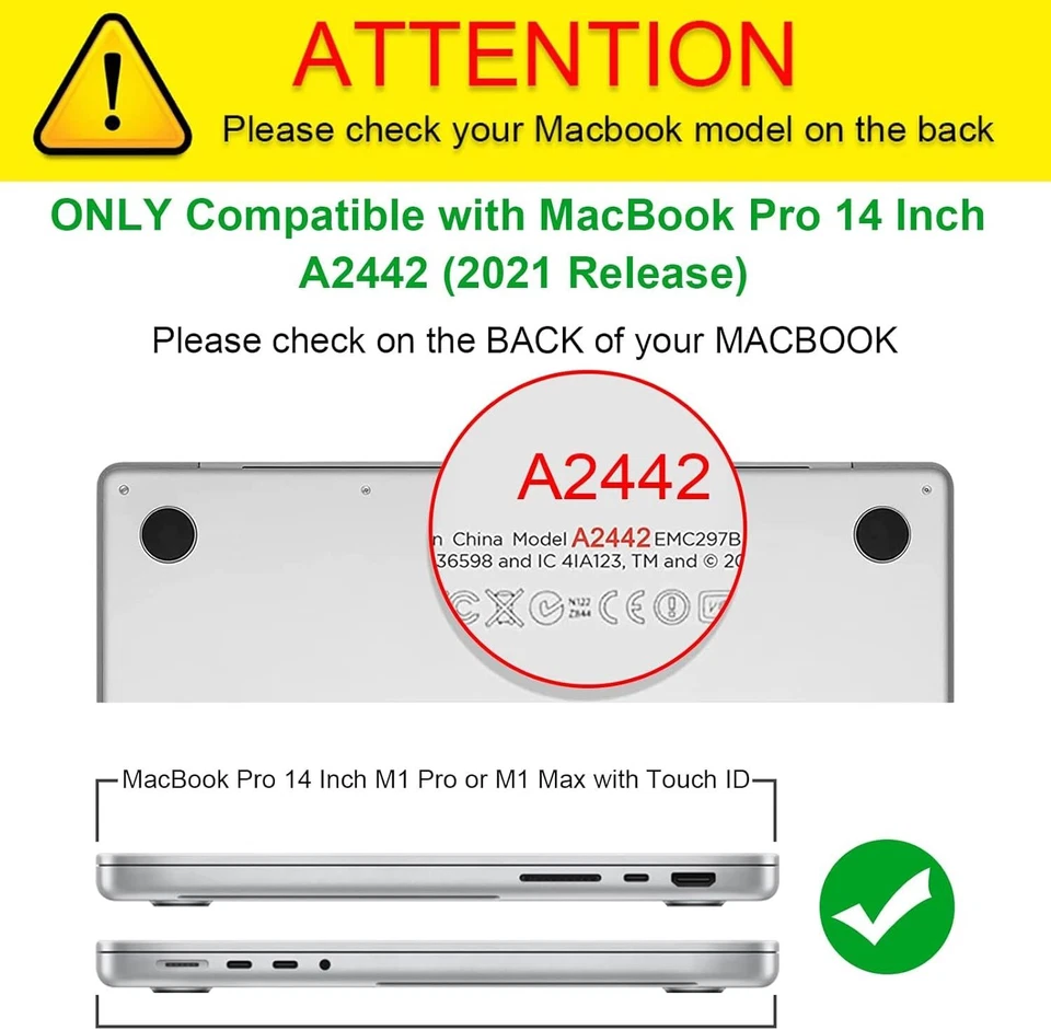 Защитный чехол для MacBook Pro 14 дюймов (2021-2025) матовый жесткий чехол с покрытием - Изображение 2 из 4