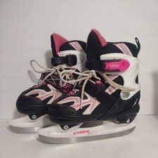 DBX Youth Ice Skates Adjustable Size 1-4 Black Pink Hockey skating