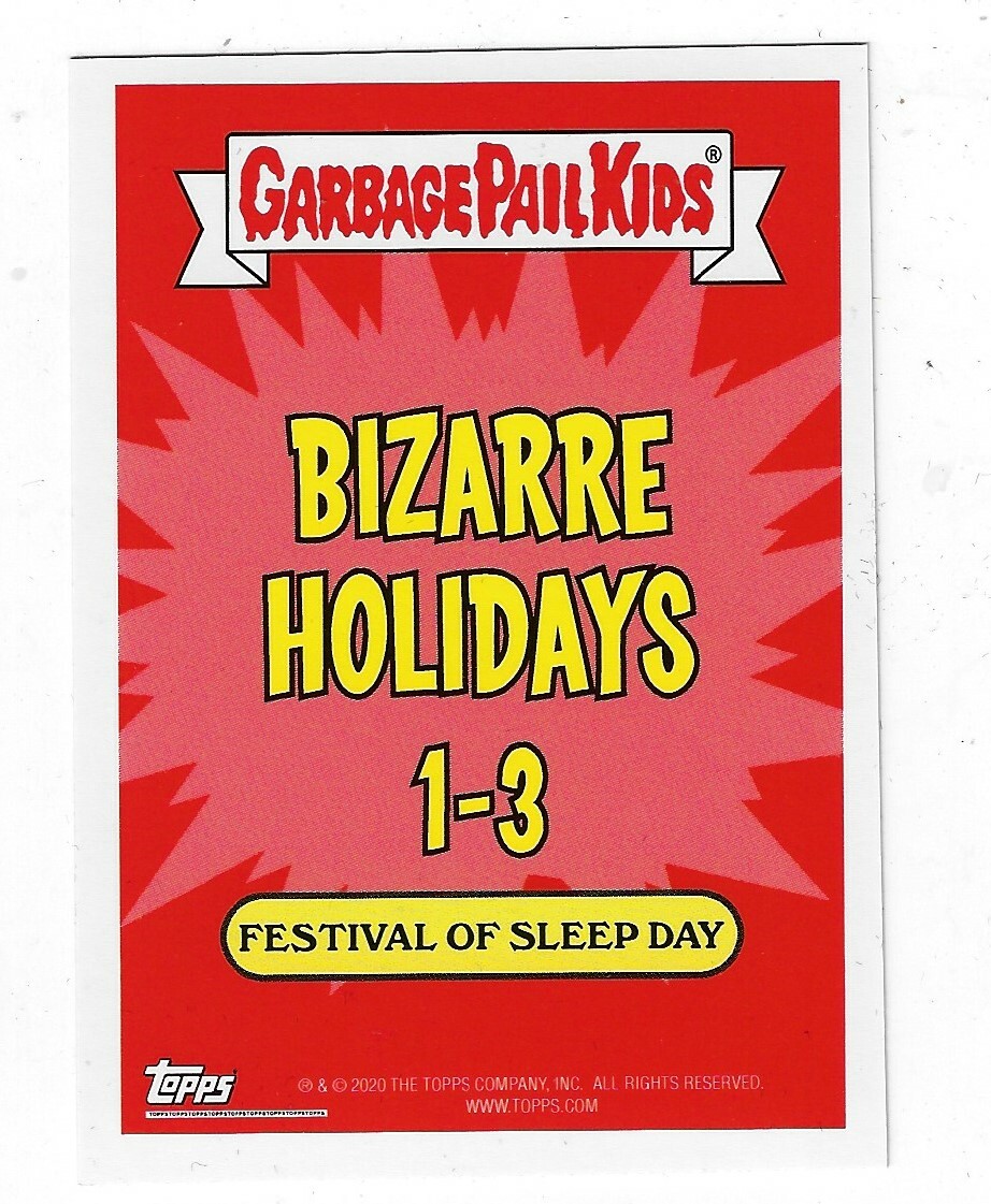 DOVER SLEPT GARBAGE PAIL KIDS BIZARRE HOLIDAYS JAN WK 1 DEEP RED
