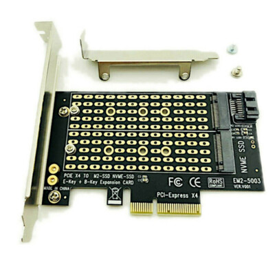 M.2 NGFF to Computer SATA Dual SSD PCI PCIe x4 x8 x16 NVMe Express Adapter Card