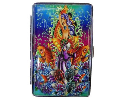 Eclipse Leatherette Mermaid & Koi Crushproof Cigarette Case, 100s, 3101L14TAT-2