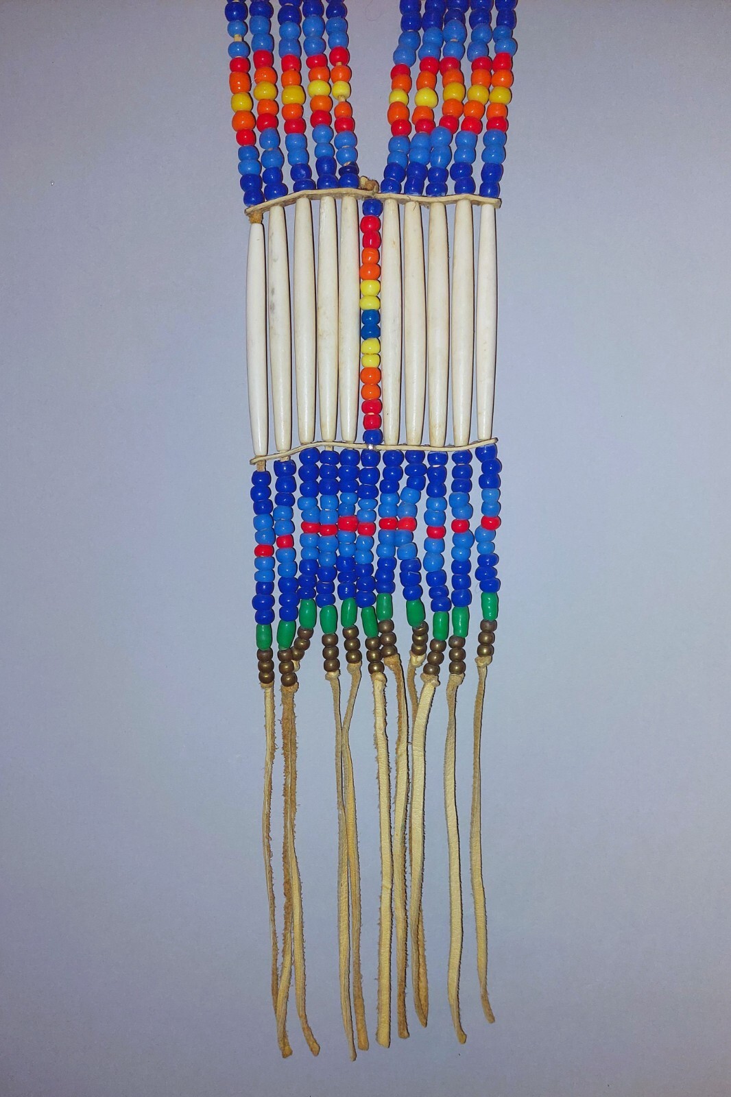 VINTAGE 5 STRAND BEADED HAIR PIPE NATIVE AMERICAN CHEYENNE BANDOLIER