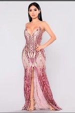 Fashion Nova Women's All Over The World Sequin Dress, Wine 