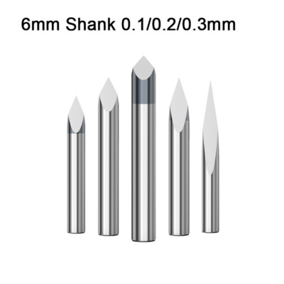 3 Edge Pyramid Engraving Bits 6mm Shank 0.1/0.2/0.3mm CNC Milling Cutter 30-90°