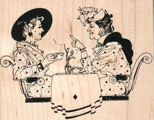 Red Hat Ladies Lunching 4 3/4 x 3 3/4" Rubber Stamp, Women Stamp, People Stamp