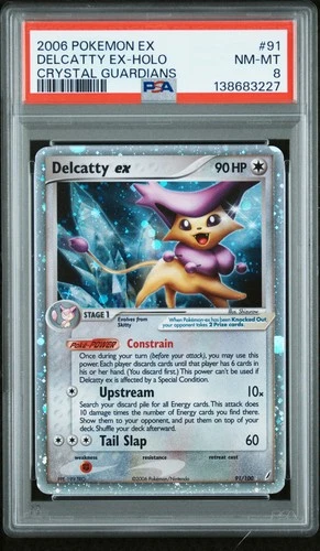 2006 POKEMON EX CRYSTAL GUARDIANS #91 DELCATTY EX-HOLO PSA 8