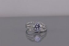 Sterling Silver Round Cubic Zirconia Triple Accented Wavy Band Ring 925 Sz: 8