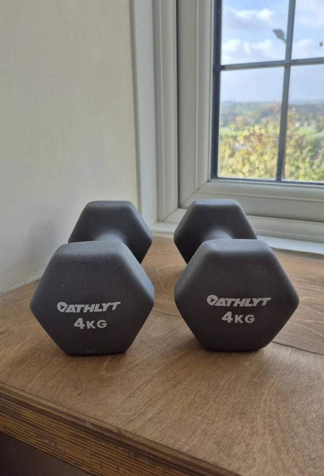 Athlyt 2 x Grey Soft-Touch 4kg Neoprene Dumbbells, photo 2 of 5