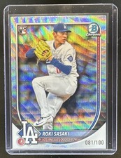 2025 Bowman Chrome Roki Sasaki Wave Refractor Rookie RC #/100 Dodgers
