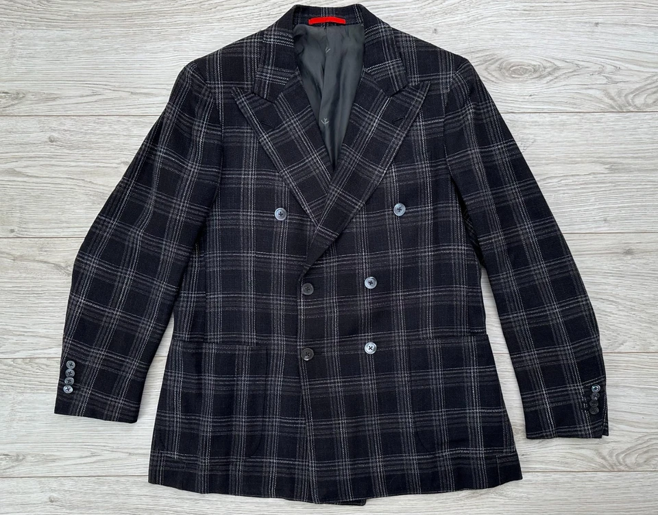 Chaqueta a cuadros Isaia "Hopsack Silk" Cortina 2022 $5995 doble pecho 40R 38R 50R Foto 2 de 4