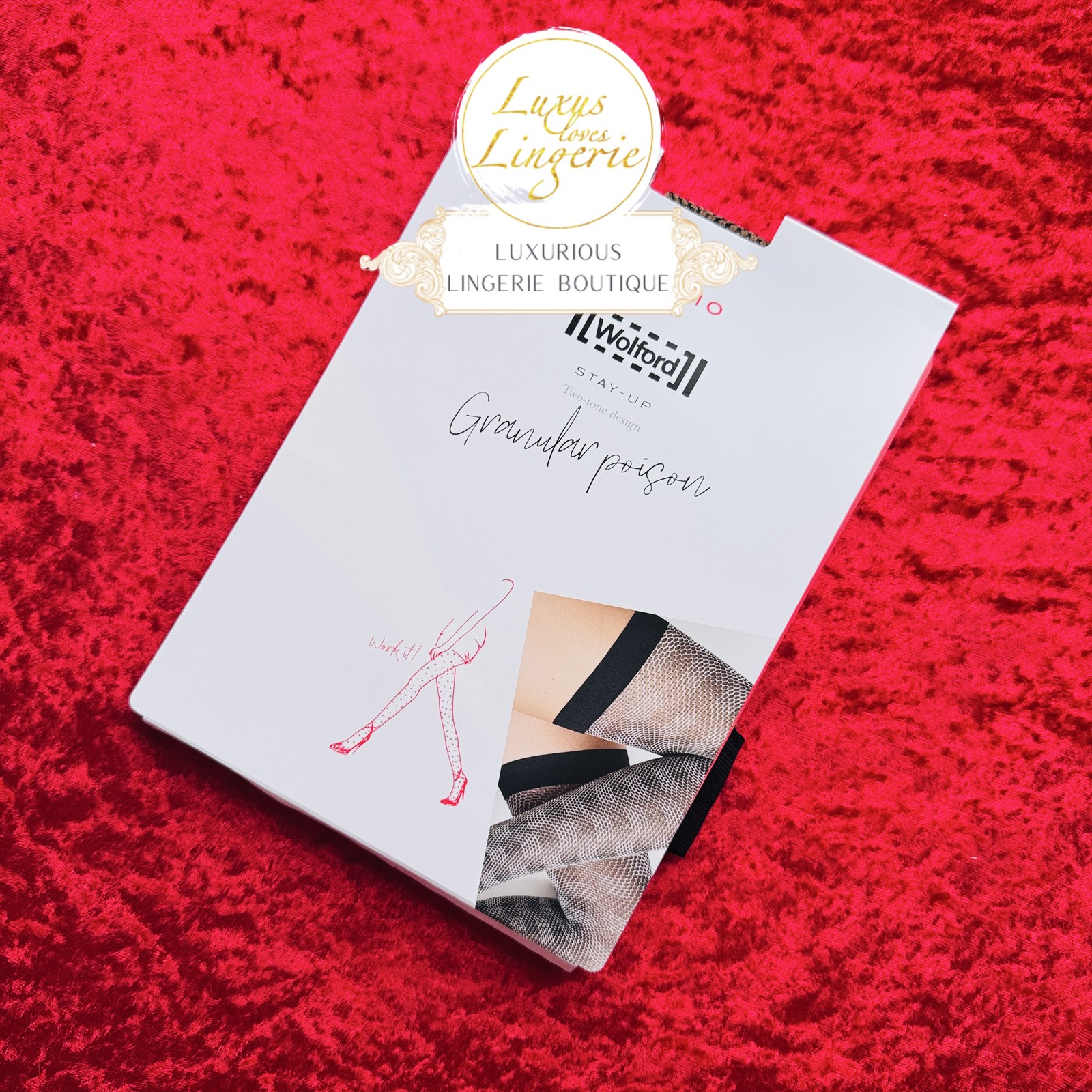 Granular Poison Stayup by Wolford Large Gobi Black Hold-up Stockings