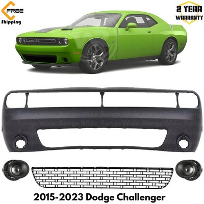 Front Bumper Cover Primed & Lower Grille Kit For 2015-2023 Dodge Challenger