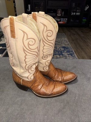 Men s Vintage Dan Post Teju Lizard Cowboy Boots 9 1/2 USA Old Label USA Made
