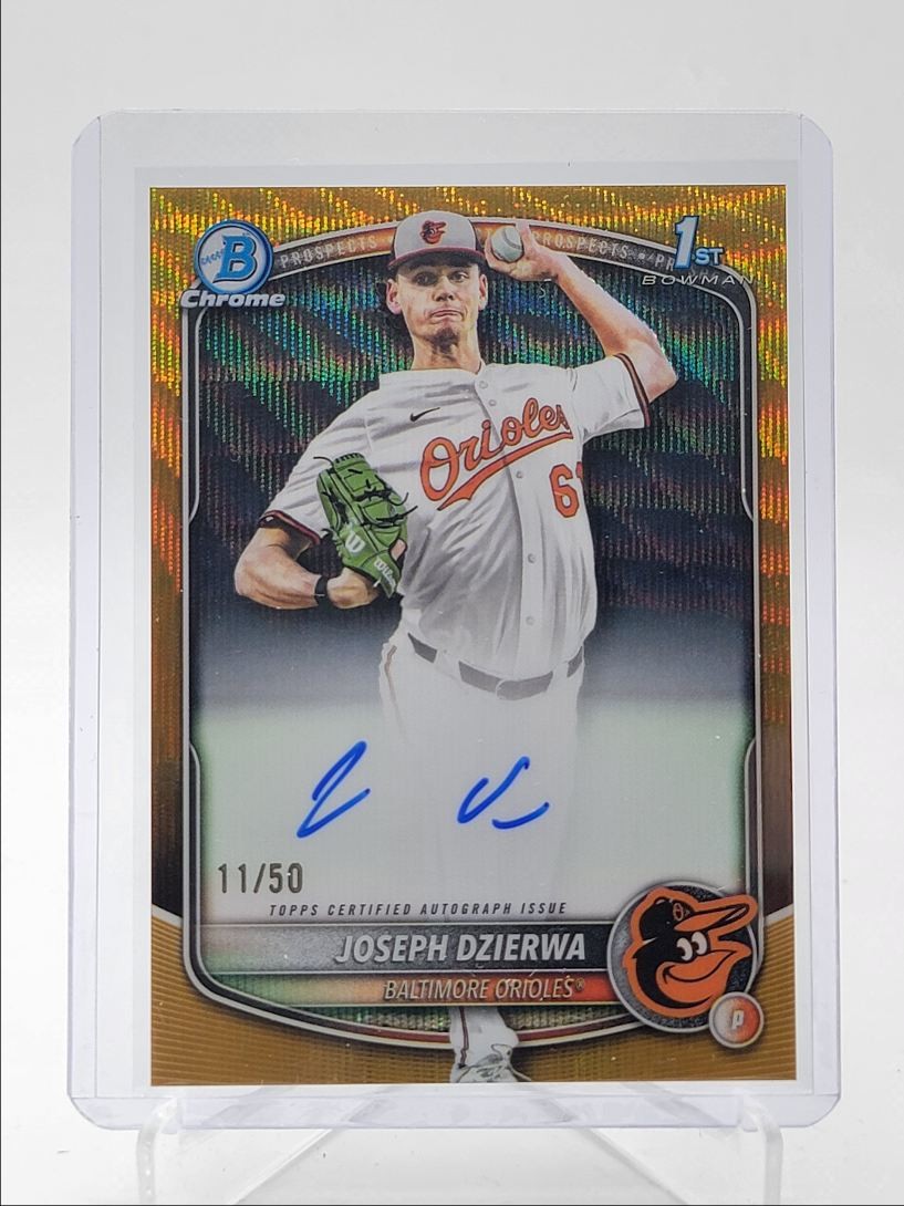 JOSEPH DZIERWA 2025 BOWMAN CHROME DRAFT 1ST GOLD WAVE AUTO /50 Q6821