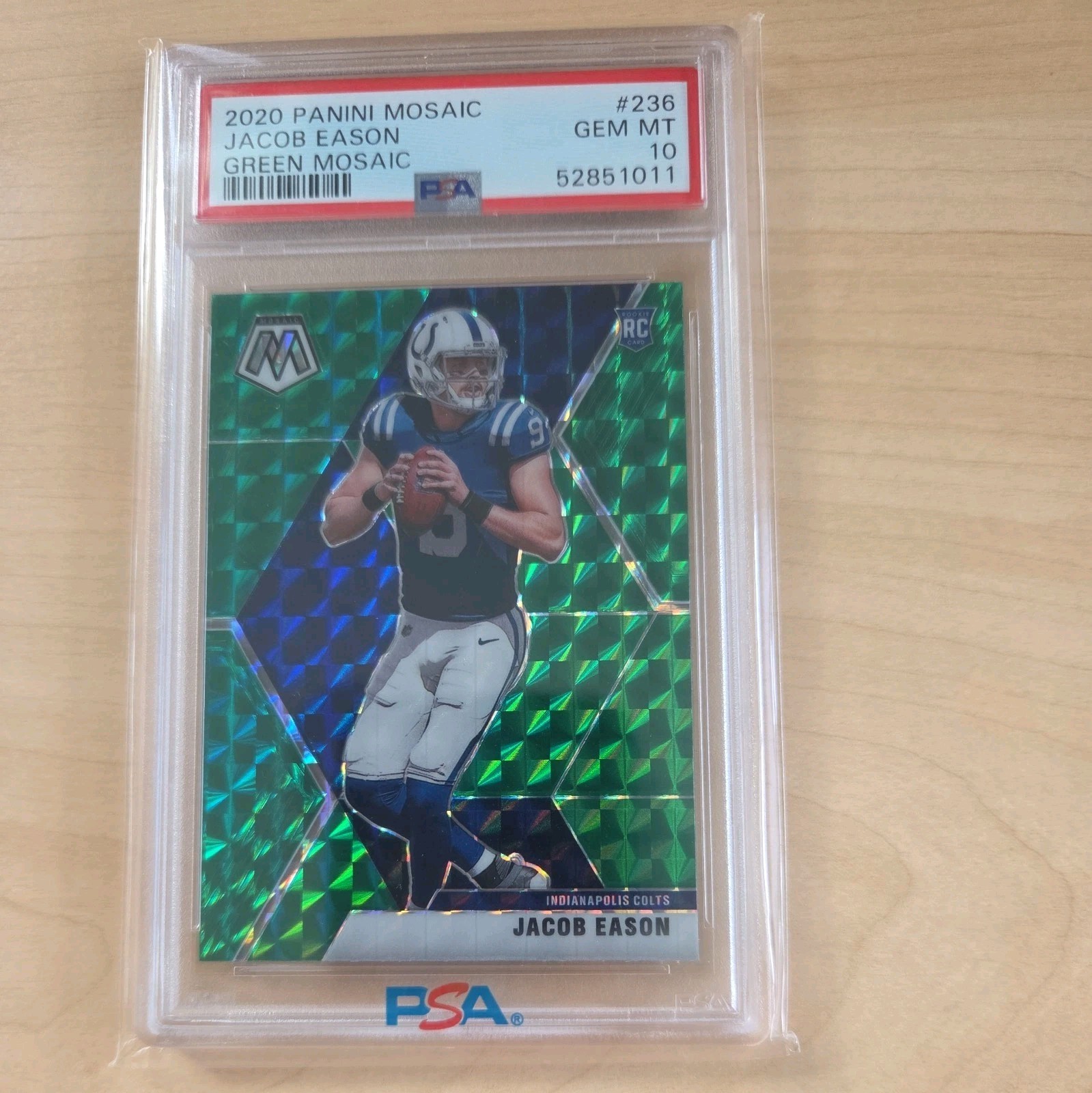 2020 Panini Mosaic - Rookies Jacob Eason #236 Green Mosaic Prizm (RC) PSA 10
