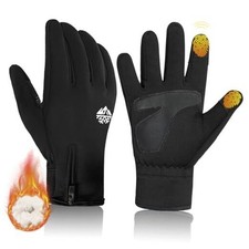 Warm Kids Winter Gloves for Boys Girls, Water-Resistant Large 11-13Y Black