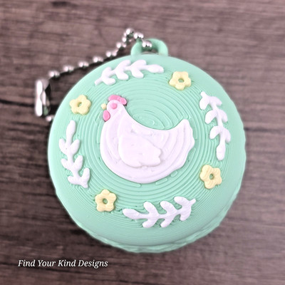 Hen Chicken Macaron Clicker   3D Printed Fidget Keychain Sensory Stress Relief 
