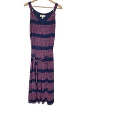 Michael Kors Maxi Dress XL Blue Pink Floral Sleeveless Belted Casual