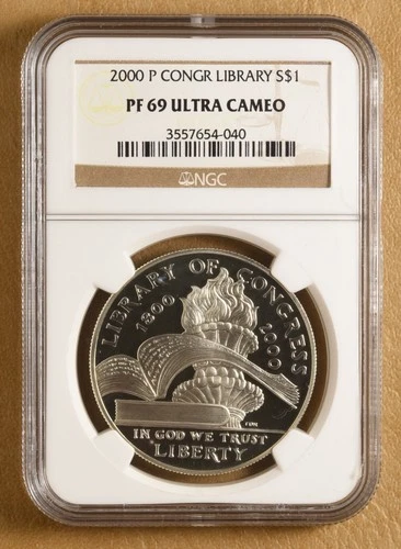2000 P Library of Congress Commemorative Silver Dollar NGC PF 69 Ultra Cameo