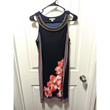 Established 1962 Slimming Size 8 Blue Knee Length Floral Sleeveless Dress!