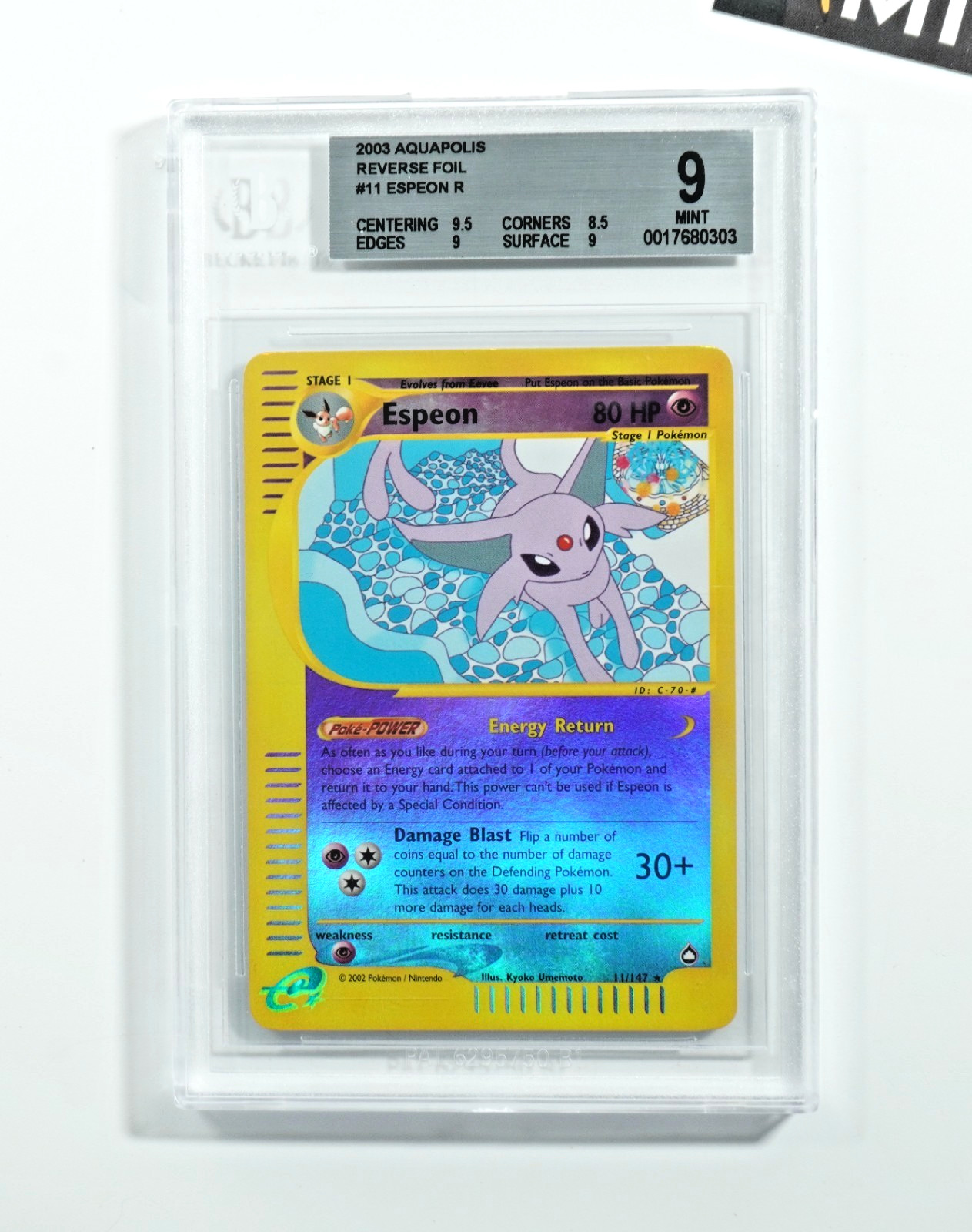 Pokemon BGS 9 Espeon #11 Reverse Foil Aquapolis 2002 English