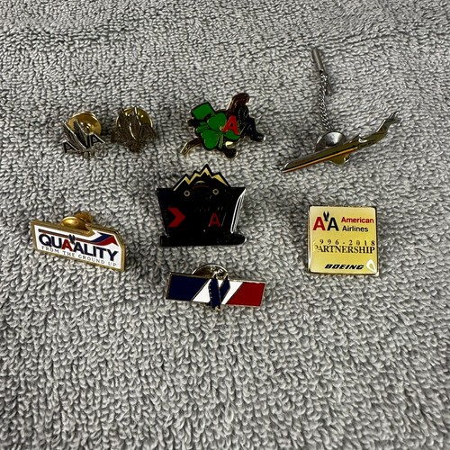 Vintage Lot of 8 AA American Airlines Pins Some Rare