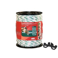 Weidezaunseil Premium Line wei&szlig;/gr&uuml;n 6,5 mm 0,10 Ohm/m 200 m
