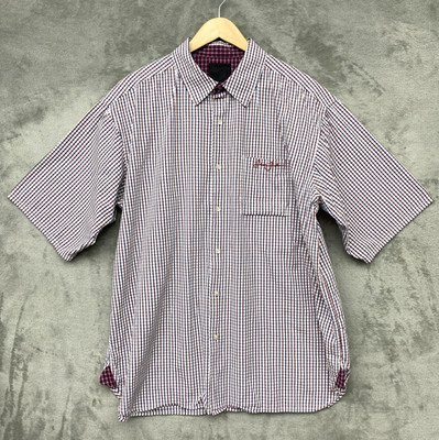 Sean John Collection NY Red/White/Blue Button Up Shirt 100% Cotton Men's XL