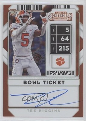 2020 Contenders Draft Picks Bowl Ticket 5/25 Tee Higgins #107 Rookie Auto RC 1u6