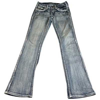 Cowgirl Tuff Co. Sparkle Light Jeans Womens 26x35 (30x34) Blue Cotton Bootcut