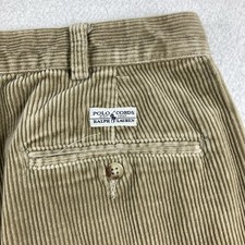 Vintage Polo by Ralph Lauren Andrew Corduroy Pants Men 38x32 Tan Pleated Cords