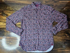 Visconti Black Men's Casual Button-Down Shirt Medium Paisley Cotton