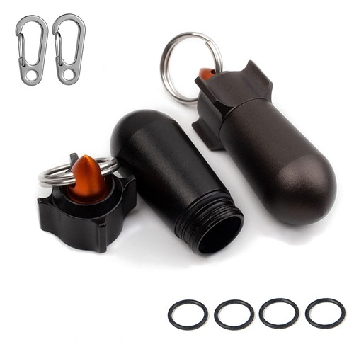 4Pcs Keychain Pill Organizer Waterproof Durable Alloy Container Medicine Box,...