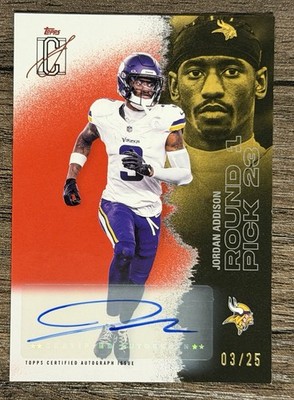 2025 Topps Signature Class #87 Jordan Addison Red Auto /25 Minnesota Vikings SSP