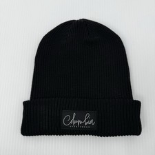 Columbia Lost Lager Recycled Beanie Cursive Patch Black NWT OSFM