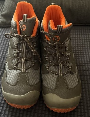 Merrell Chameleon Access Mid Kids Sz 5.5 Gray Orange Waterproof Hiking Boots