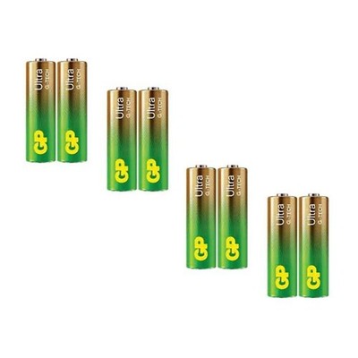 8 GP Ultra G-Tech Alkaline Batteries AA LR6 Industrial 1.5V Mignon Exp 2033