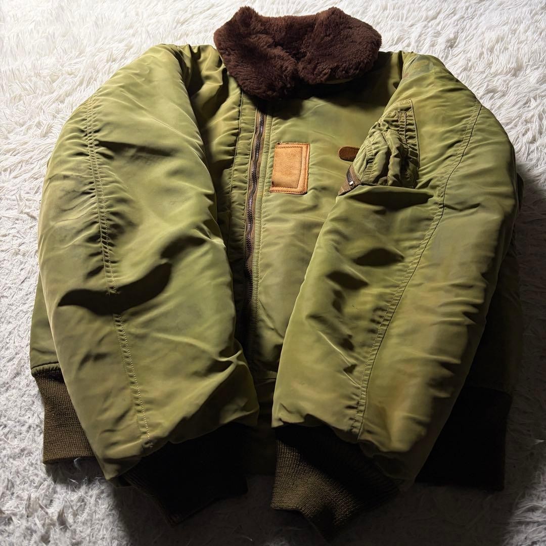 BUZZ RICKSONS Nylon Flight Jacket B15B Khaki Mili… - image 5