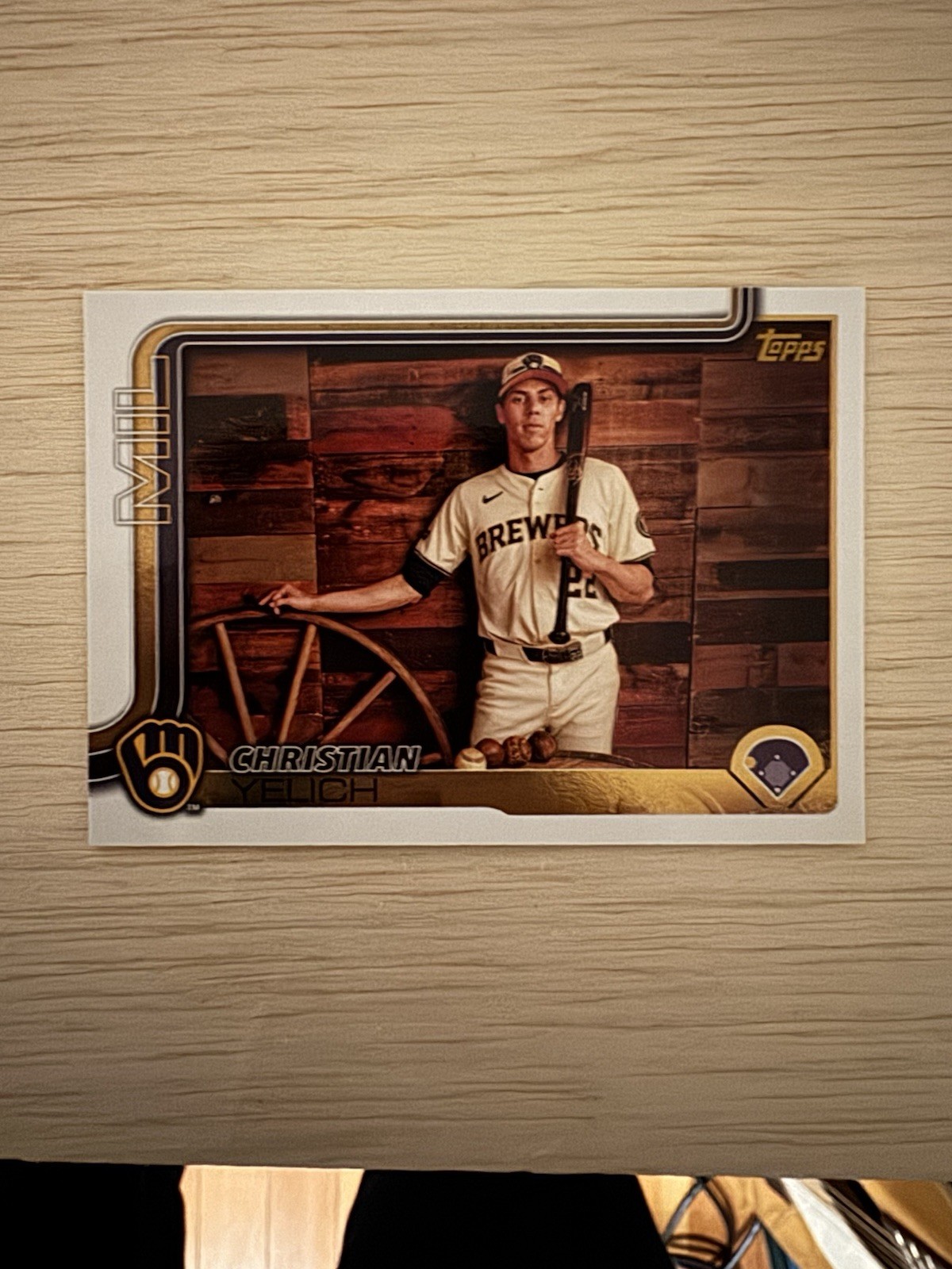 2025 Topps Series 1 - Christian Yelich #49 Golden Mirror Image Variation NM-MN+