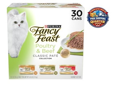 Wet Cat Food  Poultry & Beef Paté  Variety Pack   30 Cans