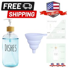 Dish Clear Glass Soap Dispenser with Plastic Pump, 16 Oz Transparent Dish Soa...