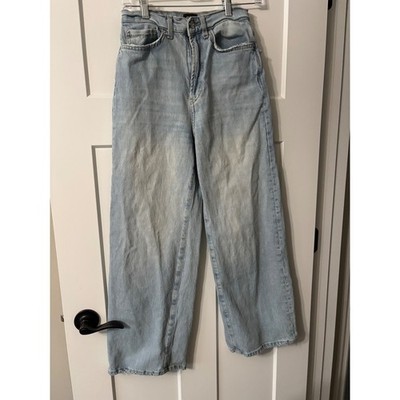 Urban Outfitters BDG High Waisted Light Wash Distressed Wide Leg Jeans Size 26