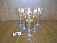 6 x 15.5 cm or 6 1/8 inch Large Wine Glasses - Twist Stem Amber Glass