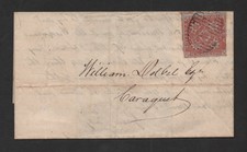 CANADA 1859 NEW BRUNSWICK SCOTT #1 FIRST STAMP TIED ON FOLDED COVER